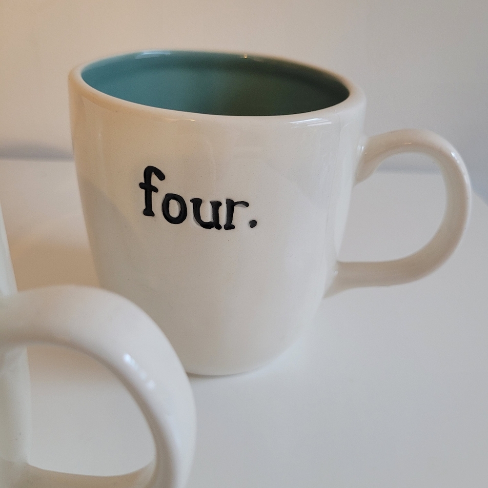 Magenta Exclusive by Rae Dunn White and Blue Modern  Mugs Set of 4 Numbered - Picture 5 of 11